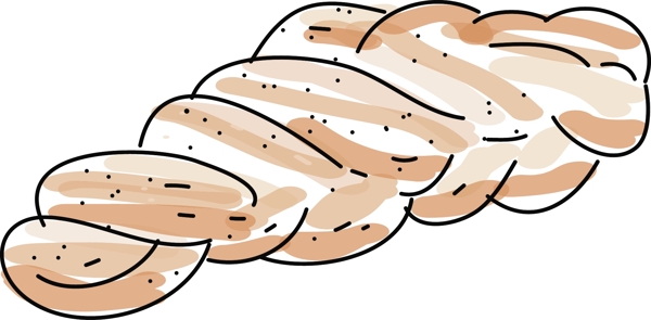 麻花手绘面包甜甜圈矢量素材