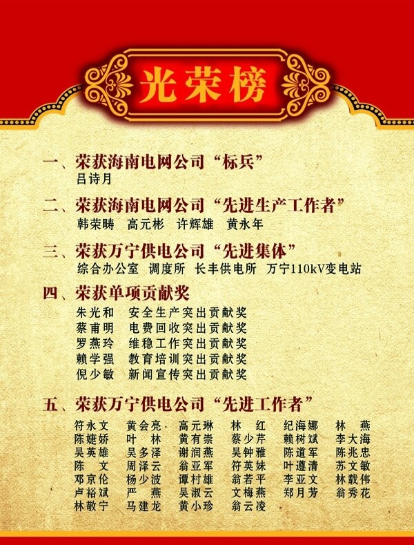 光榮榜