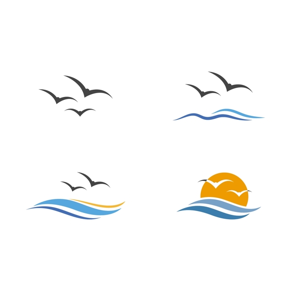 海鸥符号和图标矢量图
