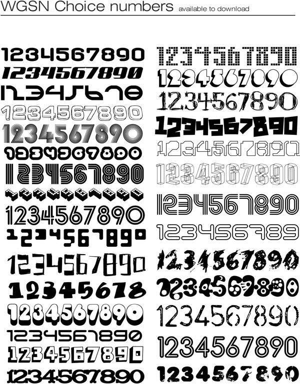 印花矢量圖文字數(shù)字色彩黑白色免費素材