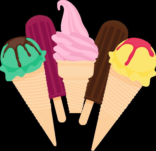 彩色冰淇淋插图免抠png透明图层素材