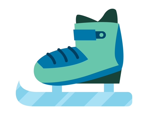 卡通蓝色滑冰鞋元素