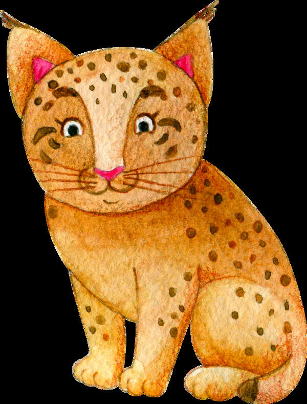可爱卡通豹猫透明素材