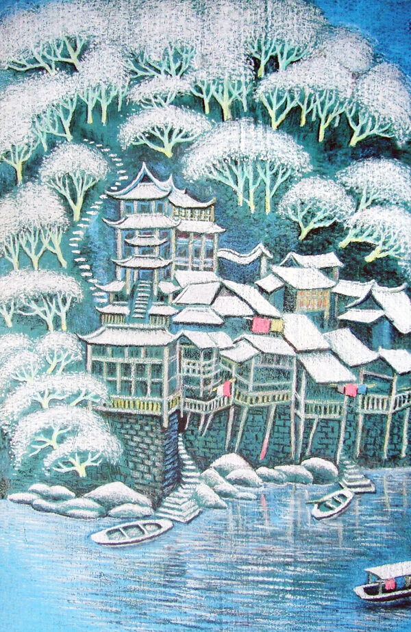 油畫冬天鄉(xiāng)村風(fēng)景圖片