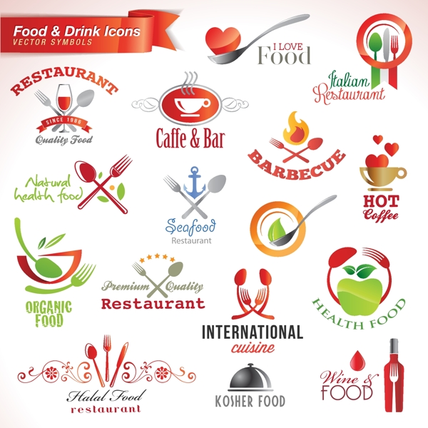 彩色餐饮主题logo设计