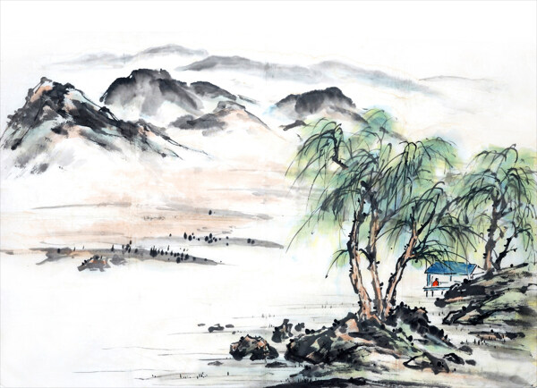 山水畫手繪圖