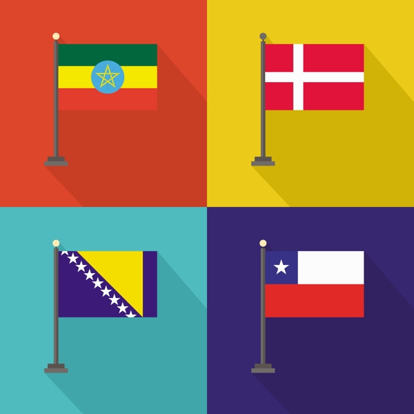 埃塞俄比亚丹麦波斯尼亚和黑塞哥维那和智利国旗