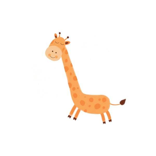 手绘创意简约可爱卡通长颈鹿动物插画