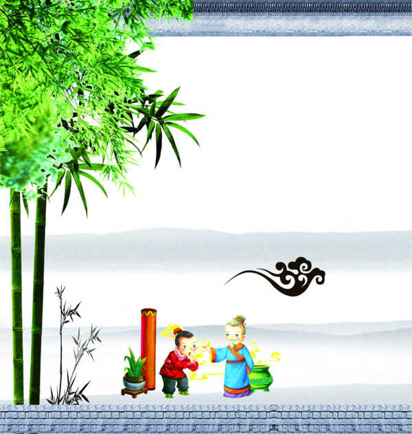 中國風(fēng)卡通人物背景素材