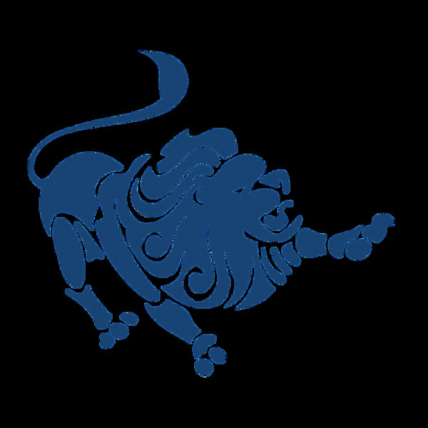抽象蓝色狮子图案免抠png透明素材