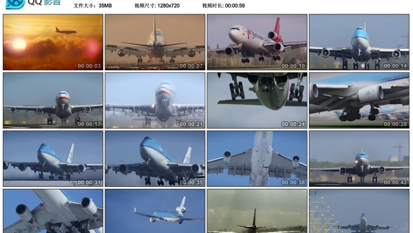 多个飞机起飞降落视频素材