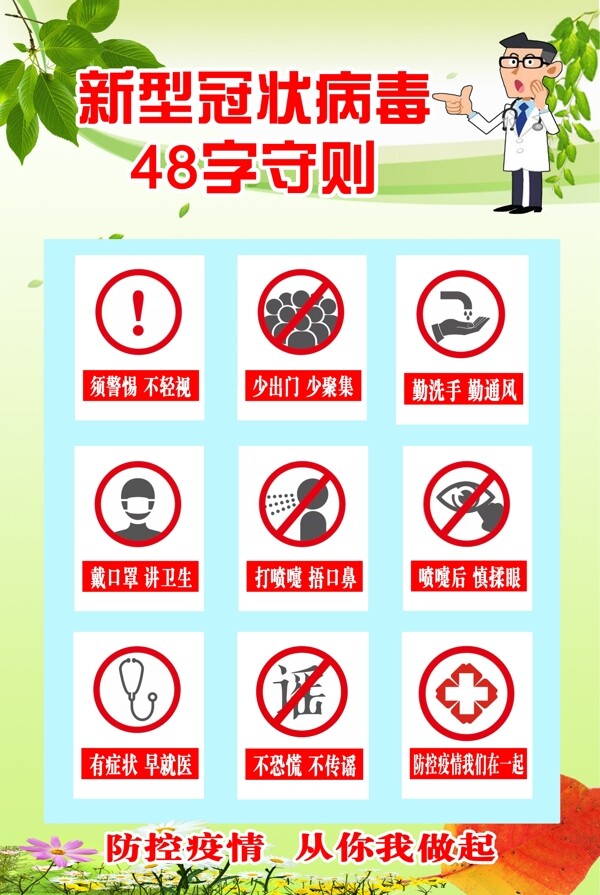 新型冠狀病毒48字守則