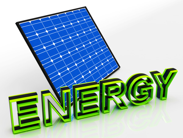 太阳能面板和能源替代能源字显示