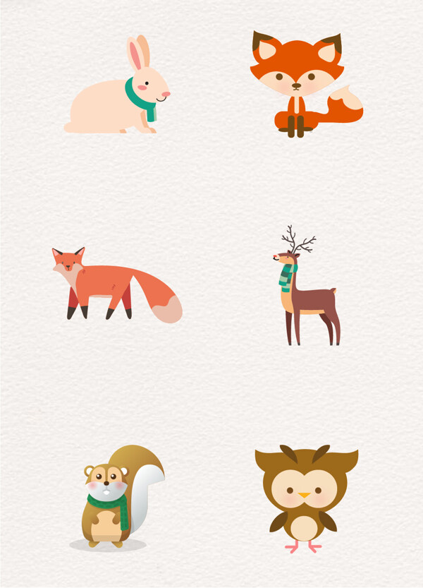 简约可爱6组冬季动物设计