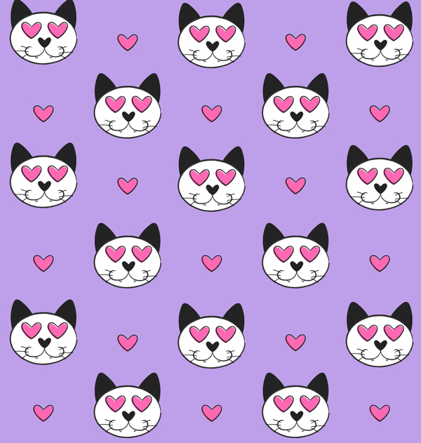 浅紫色风格爱心猫咪情人节背景素材
