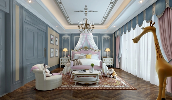 公主房卧室效果图3D模型