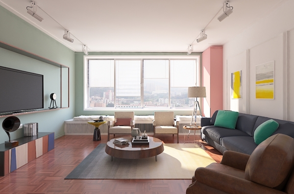 现代简约欧美风室内设计客厅效果图