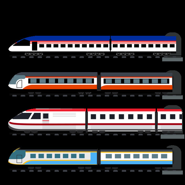 手绘高速火车插图免抠png透明图层素材