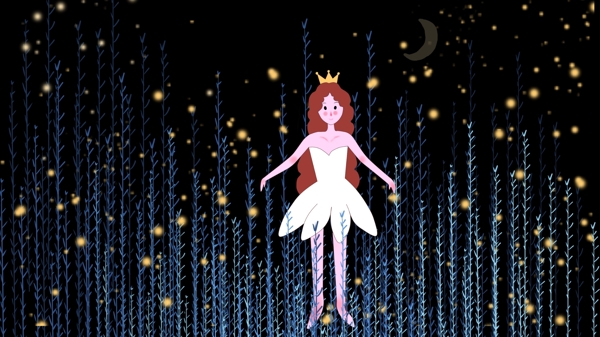 童话风插画森林里的小公主