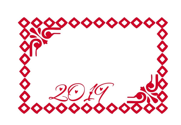 紅色新年邊框插畫(huà)