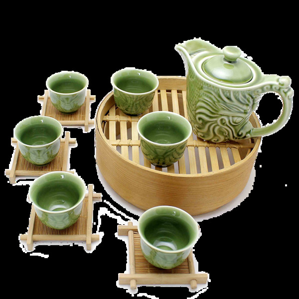 清雅风格淡绿色茶具产品实物
