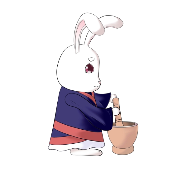 中秋节可爱玉兔捣药场景兔子可商用元素