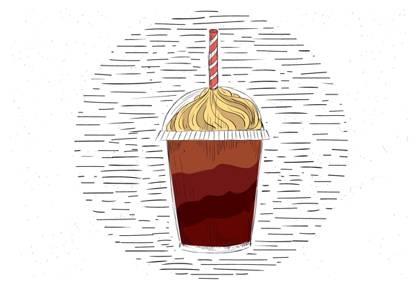 手绘矢量咖啡饮料插画