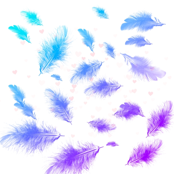 漂浮羽毛蓝紫渐变装饰元素设计