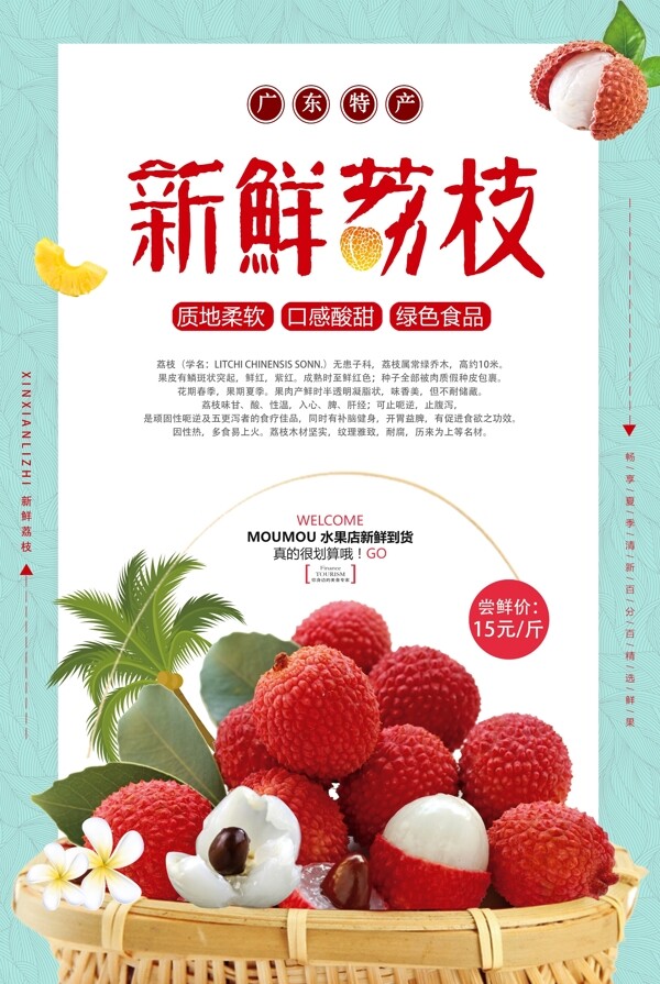 荔枝采摘水果促销海报设计