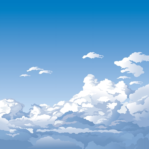 卡通高空云风景矢量素材