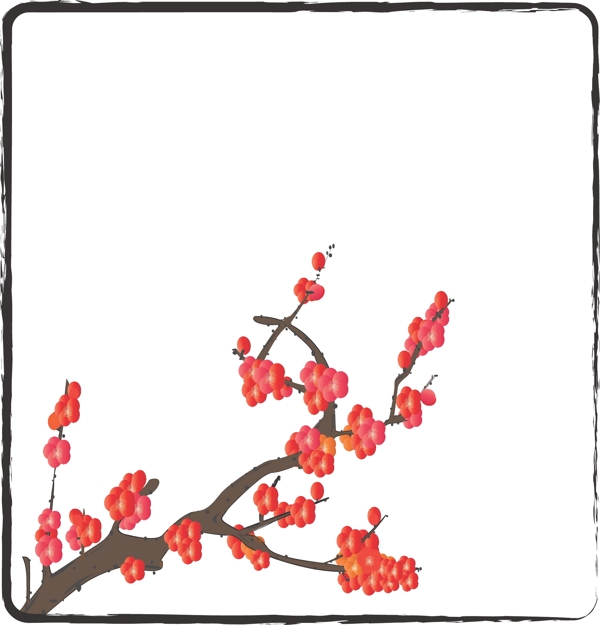 手繪風(fēng)花卉邊框梅花邊框可商用元素
