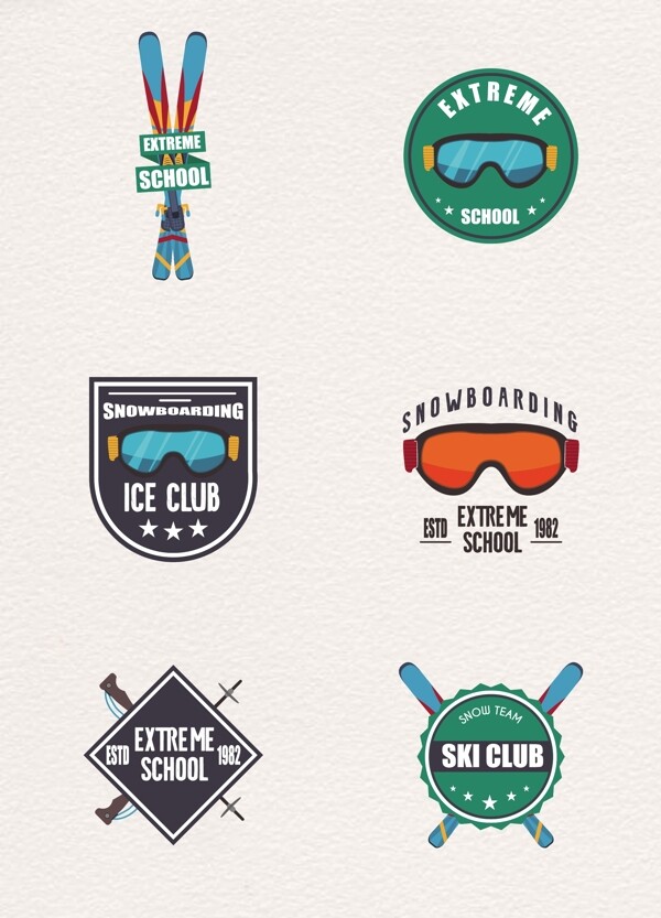 时尚创意户外运动滑雪图标