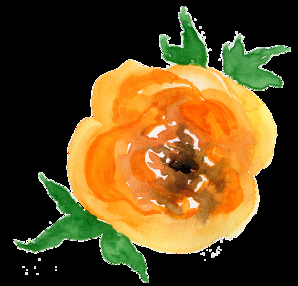 橙黄花蕊透明装饰素材