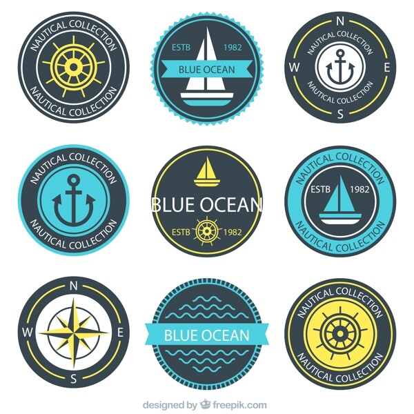 蓝色航海徽章图片