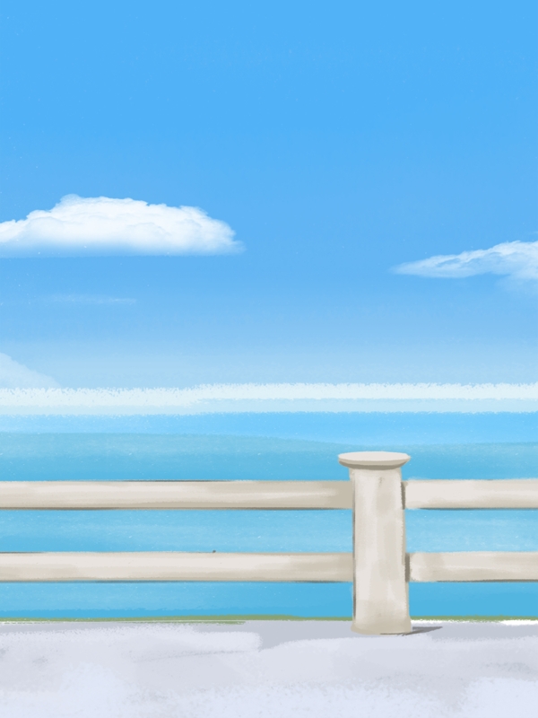 藍(lán)色大氣海邊風(fēng)景插畫背景