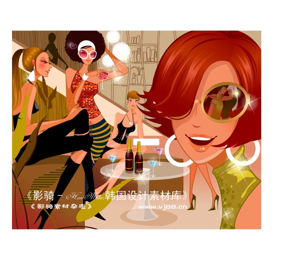 時尚俱樂部矢量人物AI0304