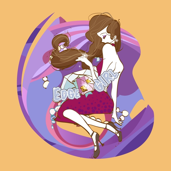 印花矢量圖T恤圖案印燙結(jié)合人物女孩免費(fèi)素材