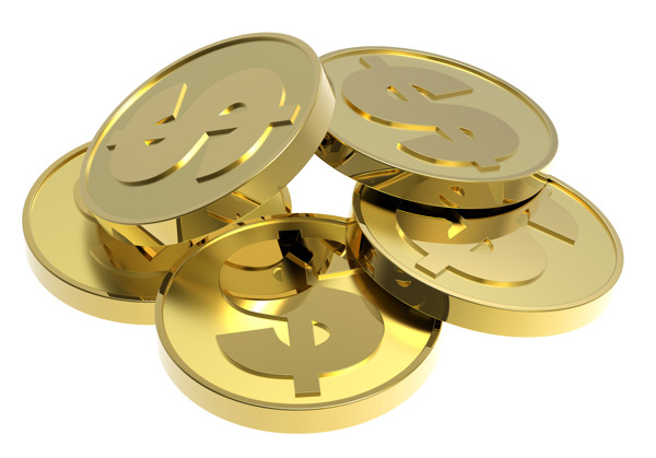 金幣堆孤立在白色的背景