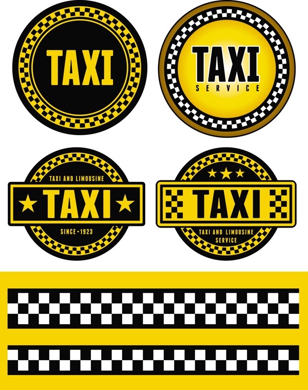 实际的出租车标志标签设计矢量素材02