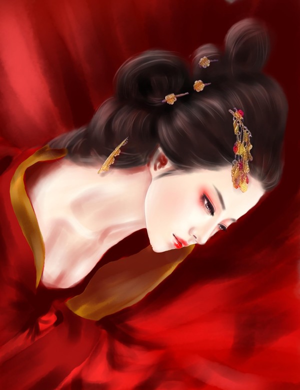 手繪美女圖圖片