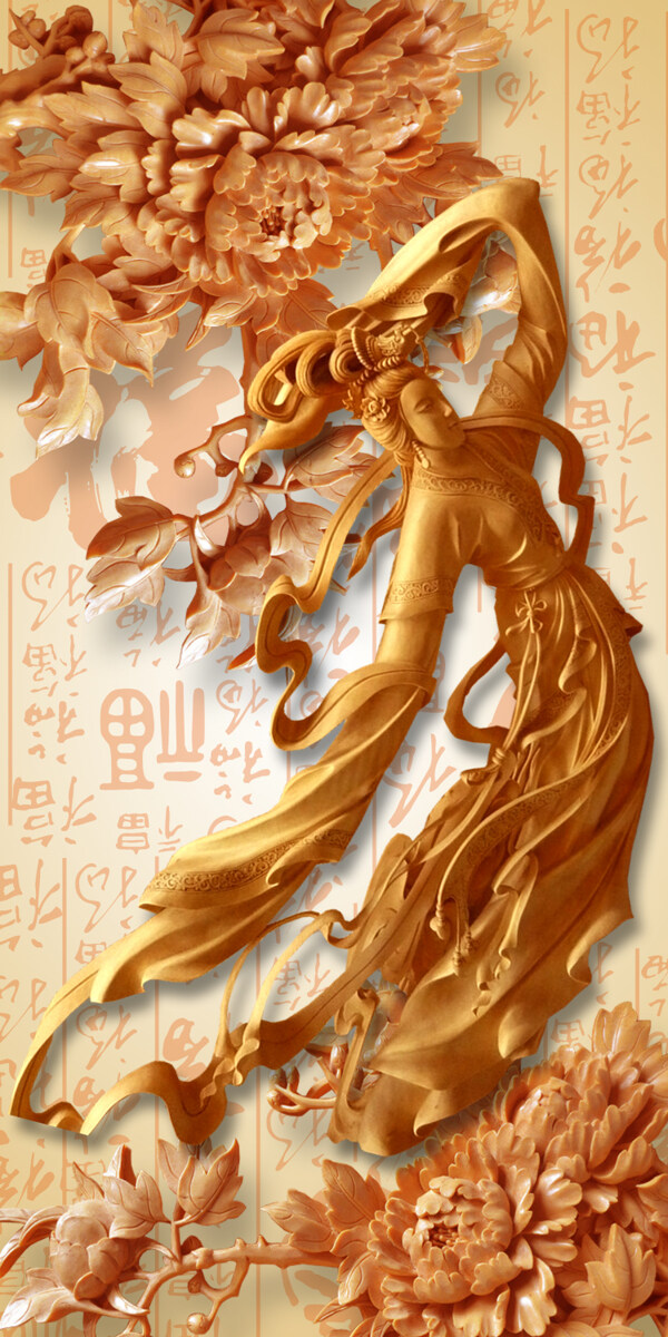 仿木雕花仙子玄關