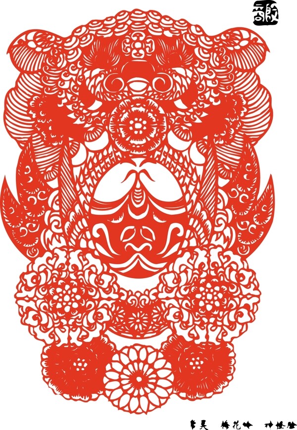 印花矢量圖色彩紅色民族臉譜免費素材
