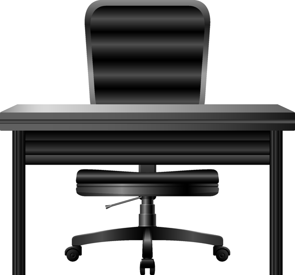 黑色高大上办公桌子与转椅