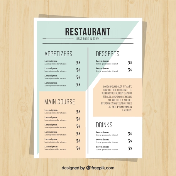 餐厅菜单简单风格