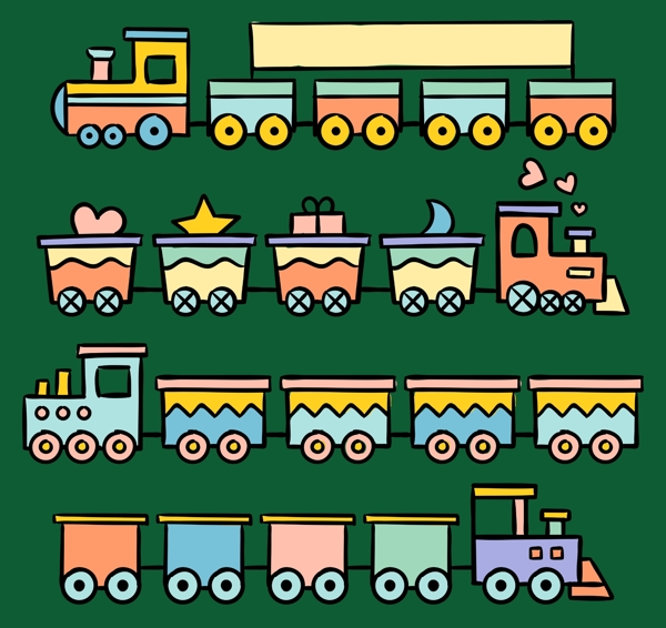 卡通手绘玩具小火车