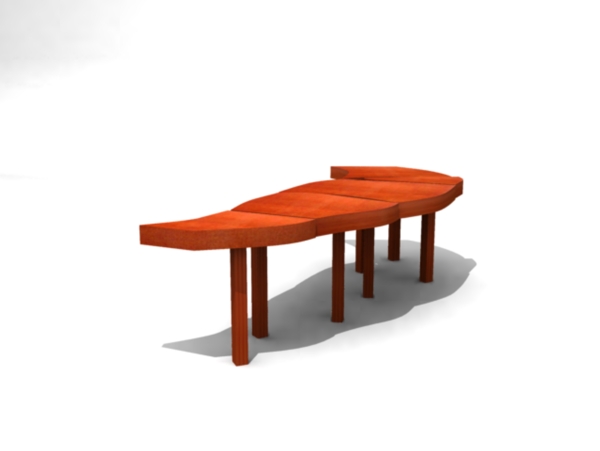 木質(zhì)公共座椅3D模型