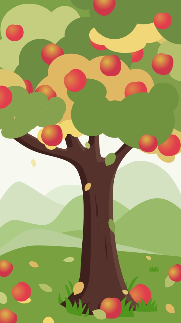 苹果树苹果插画
