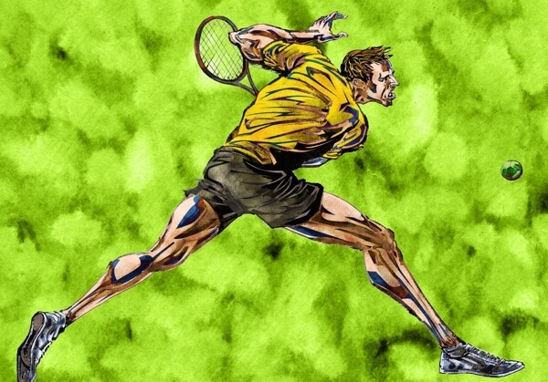 手绘人物网球运动员