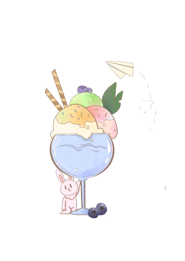 清凉夏日小兔子冰淇淋