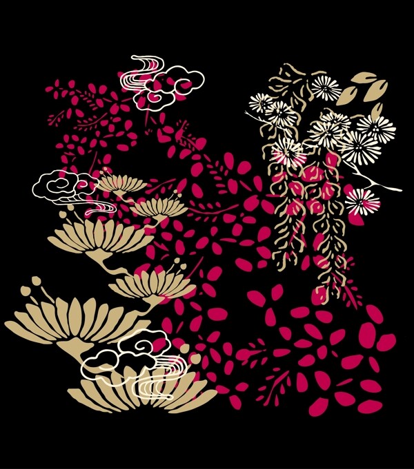 印花矢量圖色彩黑色黃色抽象免費(fèi)素材